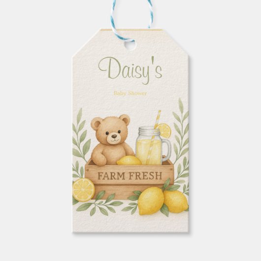 レモンベビーシャワーメッセージカード ギフトタグ (正面)