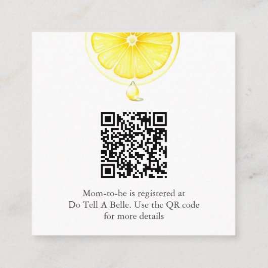 レモンベビーシャワーレジストリエンクロージャカード エンクロージャーカード (裏面)