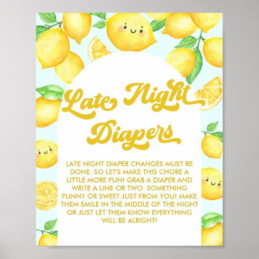 レモンベビーシャワー深夜おむつパーティーゲーム ポスター (正面)