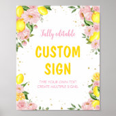 レモンベビーシャワー誕生日パーティーテーブルサイン ポスター (正面)