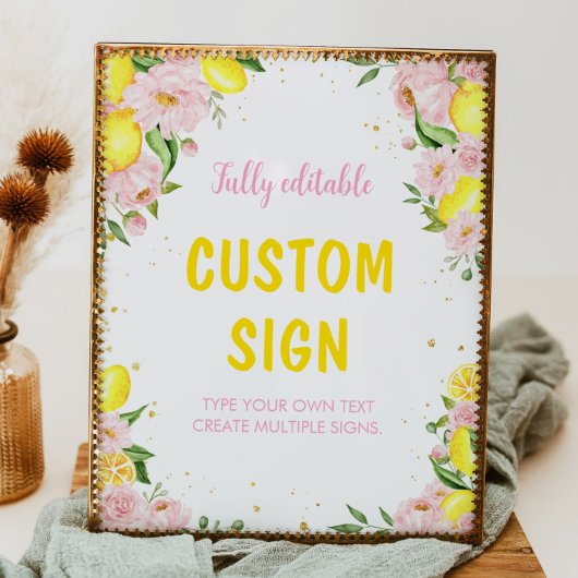 レモンベビーシャワー誕生日パーティーテーブルサイン ポスター