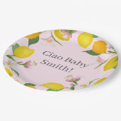 レモンベビーシャワー、チャオベビー、イタリアンテーマ ペーパープレート (アングル)