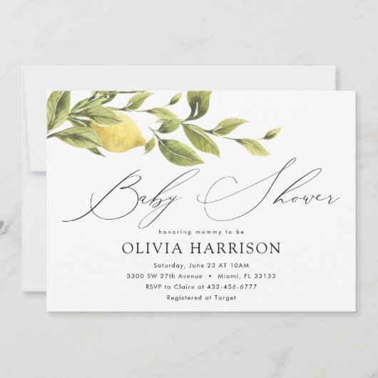 レモンベビーシャワー 招待状 (正面)