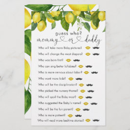 レモンベビーシャワー「誰を推測」ゲーム