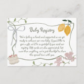 レモンベビー男女兼用シャワーのギフトレジストリ エンクロージャーカード (正面)