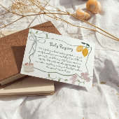 レモンベビー男女兼用シャワーのギフトレジストリ エンクロージャーカード