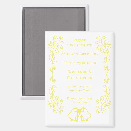 レモンベルズスクロールワークウェディング日付を保存 マグネット (正面/裏面)