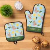 レモンベーキング模様 鍋つかみ&鍋敷きセット (トップダウン)