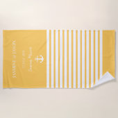 レモンホワイトパーソナライズされたの目的地の結婚式 ビーチタオル (正面)