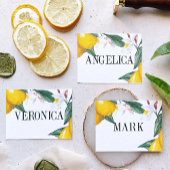 レモンホワイトフラワーウォーター結婚カラーズエスコートカード サンキューカード