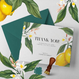 レモンホワイトフラワーウォーター結婚カラーズスイート サンキューカード