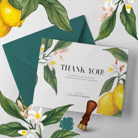 レモンホワイトフラワーウォーター結婚カラーズスイート サンキューカード