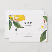 レモンホワイトフラワーウォーター結婚カラーズスイート 出欠カード (正面)