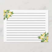 レモンホワイトフローラルブライダルレシピカード エンクロージャーカード (裏面)