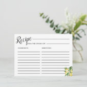 レモンホワイトフローラルブライダルレシピカード エンクロージャーカード (スタンド正面)