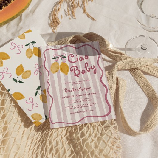 レモンボウズ女の子ベビーシャワー 招待状