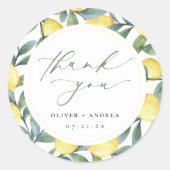 レモンボタニカルサンキュー結婚式の引き出物シール ラウンドシール (正面)