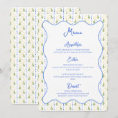 レモンボタニカルシトラスブルー&イエローシック結婚ズ メニュー (正面/裏面)