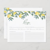 レモンボタニカルブライダルシャワーレシピカード (正面/裏面)