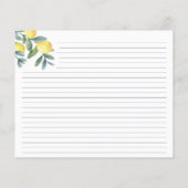 レモンボタニカルブライダルシャワーレシピカード (裏面)