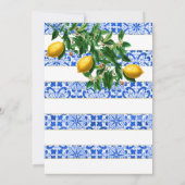 レモンボタニカルブルーストライプタイル結婚ズ 招待状 (裏面)