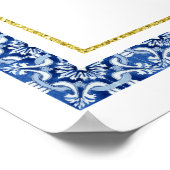 レモンボタニカルブルータイルブライダルシャワーウェルカム ポスター (角)