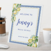 レモンボタニカルブルータイルブライダルシャワーウェルカム 台座サイン (インサイチュ)