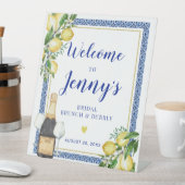 レモンボタニカルブルータイルブルンチバブルウェルカム 台座サイン (インサイチュ)