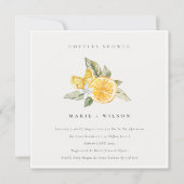 レモンボホミニマルボタニカルカップルのシャワー招待状 サンキューカード (正面)