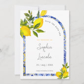 レモンボホ地中海のアーチデイトカードを保存 招待状 (正面)
