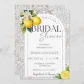 レモンボホ地中海のタイルブライダルシャワー 招待状 (正面/裏面)