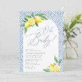 レモンポジタイタリアンーノブルータイルOhベビーシャワー 招待状 (スタンド正面)
