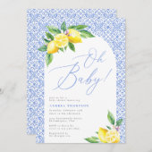 レモンポジタイタリアンーノブルータイルOhベビーシャワー 招待状 (正面/裏面)