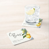 レモンポジターノイタリアンベビーシャワー スクエアペーパーコースター (インサイチュ)