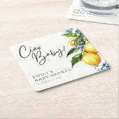 レモンポジターノイタリアンベビーシャワー スクエアペーパーコースター (アングル)