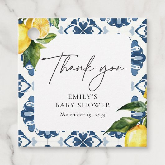 レモンポジターノイタリアンベビーシャワー フェイバータグ (正面)