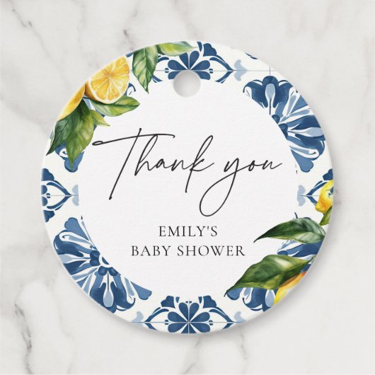 レモンポジターノイタリアンベビーシャワー フェイバータグ (正面)