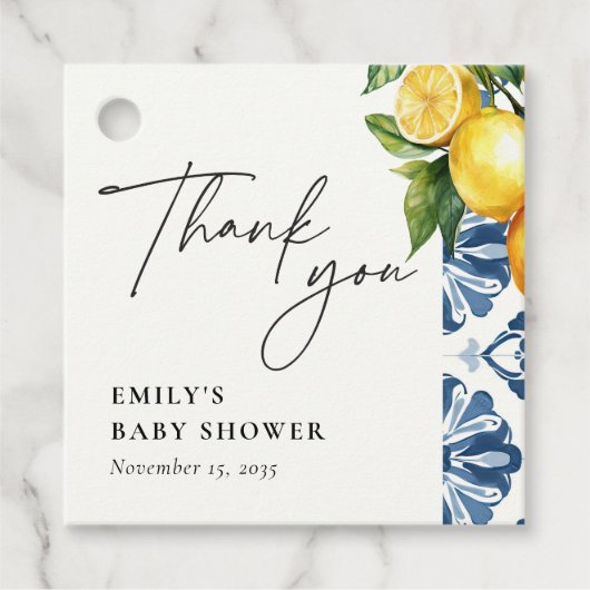 レモンポジターノイタリアンベビーシャワー フェイバータグ (正面)