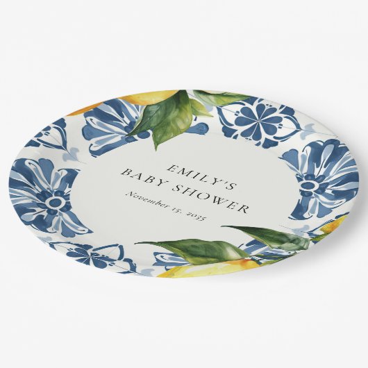 レモンポジターノイタリアンベビーシャワー ペーパープレート (アングル)