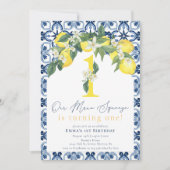 レモンポジタ地中海のーノファースト誕生日 招待状 (正面)