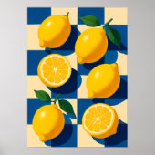 レモンポスターアート鮮やかレトロキッチンウォールデコール ポスター (正面)
