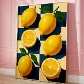 レモンポスターアート鮮やかレトロキッチンウォールデコール ポスター