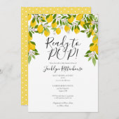 レモンポップ・アートのの花の緑の赤ちゃんシャワー準備 招待状 (正面/裏面)