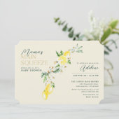 レモンママのメインスクイーズ淡い色のイエローベイビーシャワー 招待状 (スタンド正面)