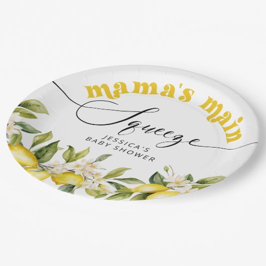 レモンママのメイン絞りベビーシャワー ペーパープレート (アングル)