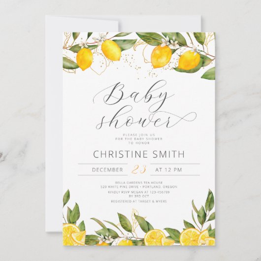レモンママズメインスクイーズ赤ちゃんシャワー招待状 招待状 (正面)