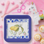 レモンマージャンブルー ペーパープレート (パーティー)