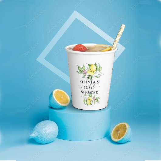 レモンミニマルブライダルシャワー紙カップ 紙コップ