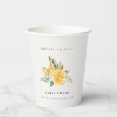 レモンミニマルボタニカルリービボホブライダルシャワー 紙コップ (正面)