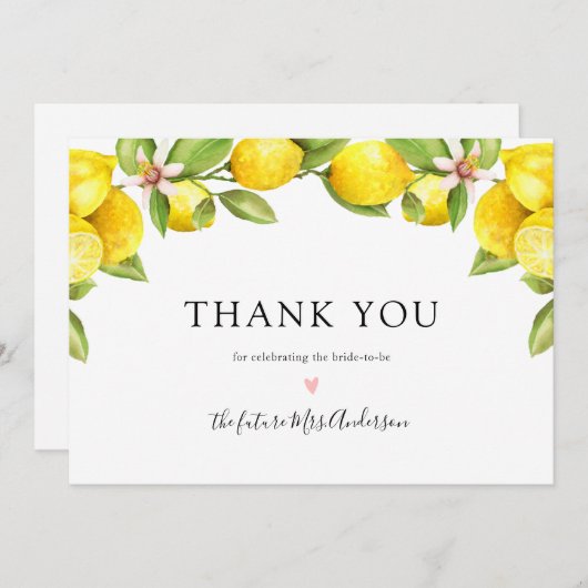 レモンメインスクイーズブライダルシャワーサンキューユア (正面/裏面)